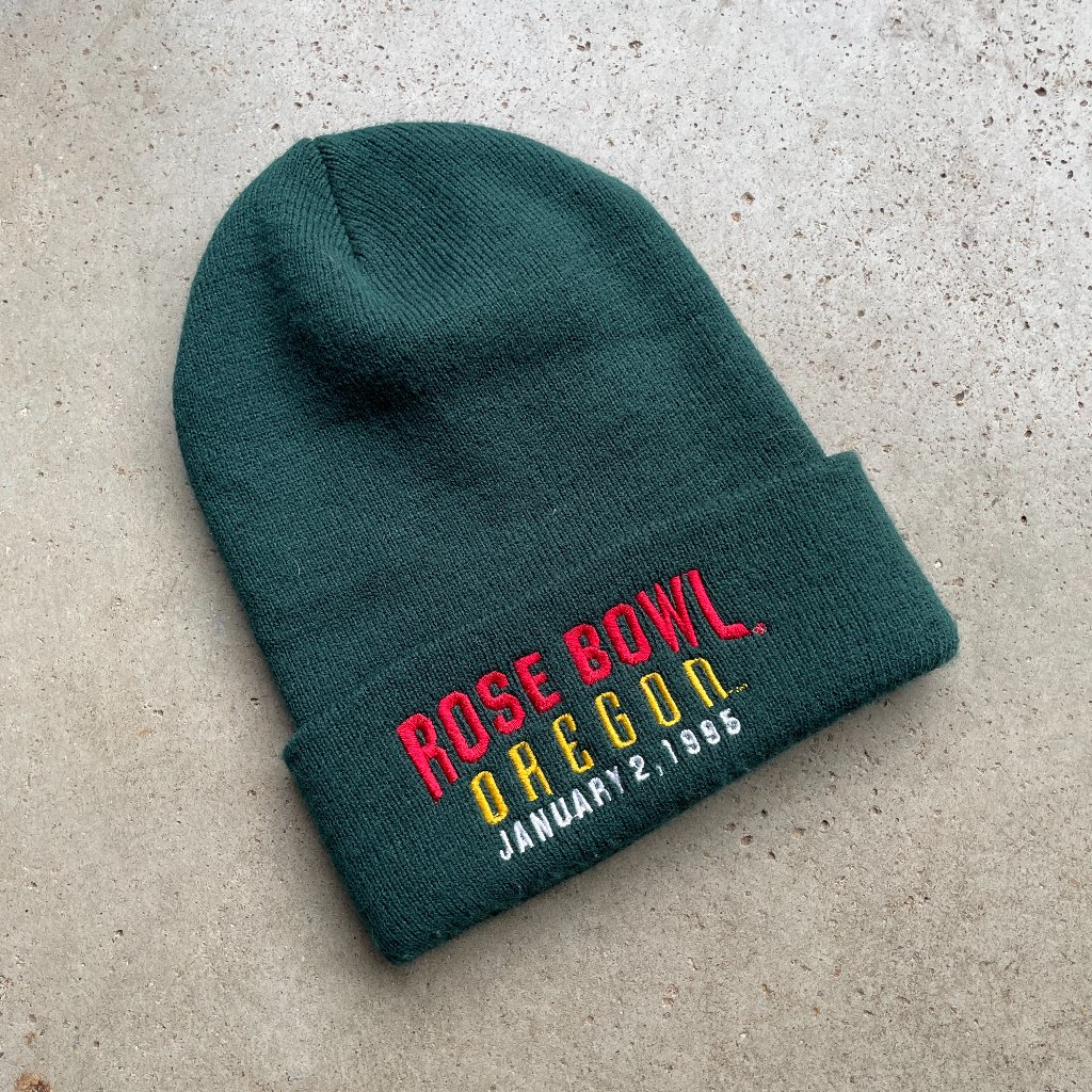Vtg 1995 Oregon Ducks Rose Bowl Beanie Hat Winter Long Fit Football Ncaa